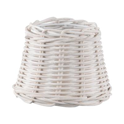 Lampenkap rond schuin | taps | rotan | rieten klemkap voor kroonluchter | lampenkap met klem | Ø13cm H9cm | wit
