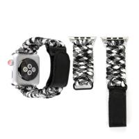Magic paste echt leder paraplu touw nylon polshorloge band met en RVS gesp voor Apple Watch serie 3 & 2 & 1 38mm (zwart + wit) - thumbnail