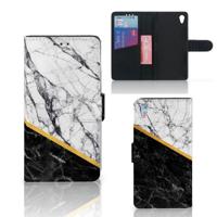 Sony Xperia Z3 | Bookcase | Marmer Wit Zwart - Origineel Cadeau Man - thumbnail