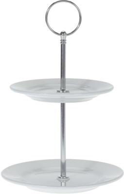 Etagere porselein 2-laags Ø13 en Ø15cm