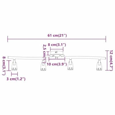 VidaXL Plafondspot met schijnwerpers nikkel 27 x 10 x 12 cm metaal