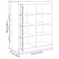 Dressoir artisanaal eikenkleurig 41 x 37 x 100 cm Bewerkt hout - thumbnail