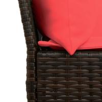 Tuinbank met kussens poly rattan bruin - thumbnail