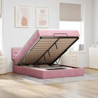 Ottoman bed met matras en LED's 140x200cm fluweel roze - thumbnail