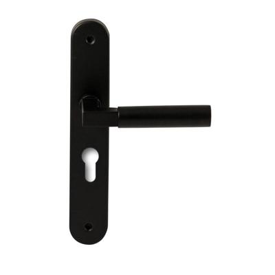 Hardbrass Deurkruk Ottawa op ovaal langschild profielcilindergat 55mm - zwart