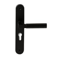 Hardbrass Deurkruk Ottawa op ovaal langschild profielcilindergat 55mm - zwart - thumbnail