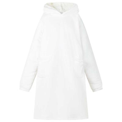 VidaXL Deken hoodie wit m fleece en flanel