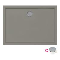 Douchebak Xenz Mariana | 90x75x4 cm | Incl.Afvoersifon-Chroom | Acryl | Rechthoekig | Cement mat - thumbnail