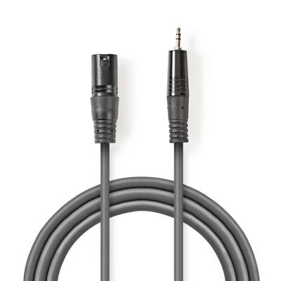 XLR-Audiokabel | XLR 3-pins male - 3,5 mm male | 3,0 m | Grijs XLR-Audiokabel | XLR 3-pins male - 3,5 mm male | 3,0 m | Grijs
