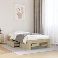Bedframe zonder matras hout sonoma eikenkleurig 75x190 cm - thumbnail