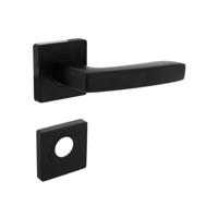 Deurkruk Minos op vierkant rozet + nokken incl. rondcilinderplaatjes mat zwart - thumbnail