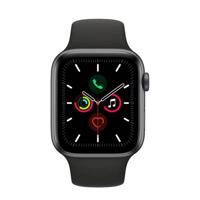 Apple Watch Series 5 44mm Space Gray Aluminium Zwarte Sportband - thumbnail