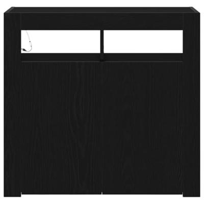 Dressoir Zwart Eiken 80 x 35 x 75 cm Bewerkt hout