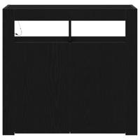 Dressoir Zwart Eiken 80 x 35 x 75 cm Bewerkt hout - thumbnail