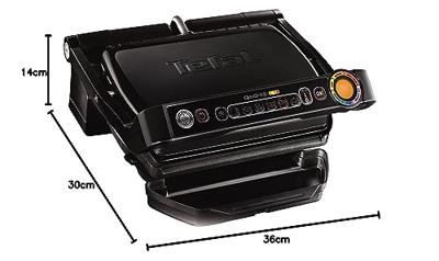 Tefal GC7128 OptiGrill+ Schwarz Contactgrill Elektrisch, Tafel Grillfunctie, Anti-aanbaklaag, Controlelampje Zwart
