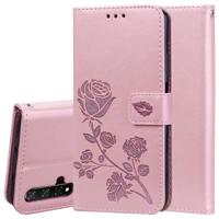 Rose reliëf horizontale Flip PU lederen draagtas met houder & kaartsleuven & portemonnee voor Huawei Honor 20 (Rose goud) - thumbnail