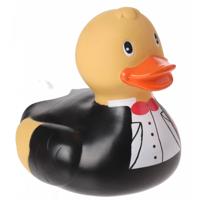 Eddy Toys badeend smoking zwart/wit 25 cm - thumbnail