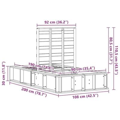 Bedframe met opslag Massief grenenhout 210 x 118 x 30 cm