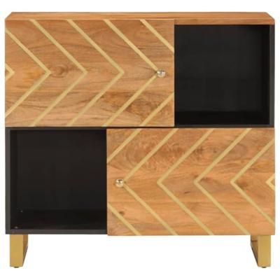 Dressoir 80x33,5x75 cm massief mangohout bruin en zwart