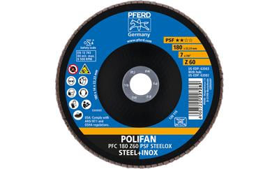 PFERD TOOLS 67766185 PFC 180 Z 60 PSF STEELOX Lamellenschijf Diameter 180 mm Boordiameter 22.23 mm RVS, Staal 10 stuk(s) PFERD TOOLS 67766185 PFC 180 Z 60 PSF STEELOX Lamellenschijf Diameter 180 mm Boordiameter 22.23 mm RVS, Staal 10 stuk(s)