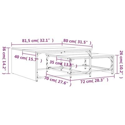 2-delige Salontafelset bewerkt hout en metaal zwart