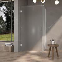 Fortifura Galeria Douchecabine - 100x140x200cm - scharnieren - deurgreep - vlak - gesatineerd veiligheidsglas - Geborsteld RVS PVD (Rvs) SW1122554/SW1122566/SW797908/SW797937 - thumbnail