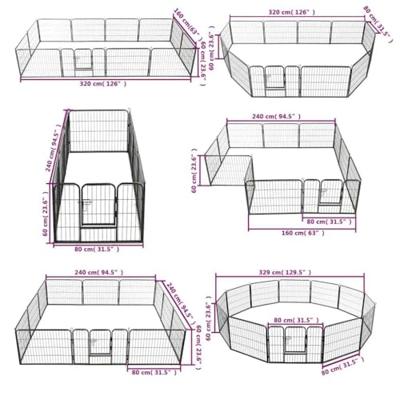 Hondenren met 12 panelen 80x60 cm staal zwart - thumbnail