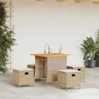 5-delige Tuinset met kussens poly rattan beige - thumbnail