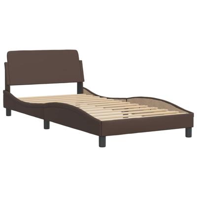 Bed met matras kunstleer bruin 120x200 cm