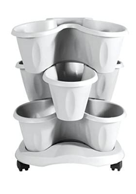 Bama trifoglio plantenbak met wieltjes 40x51 cm wit