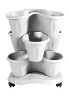 Bama trifoglio plantenbak met wieltjes 40x51 cm wit - thumbnail