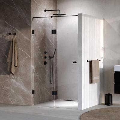 BRAUER Void Carving nisdeur 2-delig helder glas 110x200 omkeerbaar met draaideur 60 aan glas incl. glascoating mat zwart