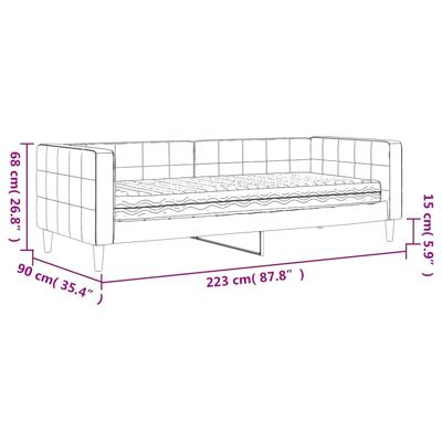 Slaapbank met matras 90x200 cm fluweel donkergrijs