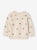 Babytrui met kleine geborduurde hartjes ecru - thumbnail