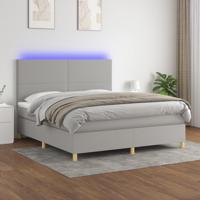 Boxspring met matras en LED stof lichtgrijs 160x200 cm - thumbnail