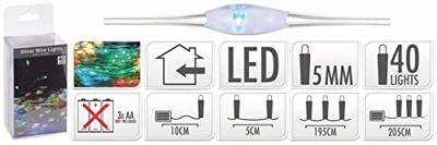 Zilverdraad | 40 lampjes | Multi Colour
