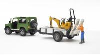 Bruder Landrover + Aanhanger met Graafmachine - thumbnail