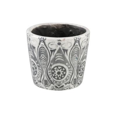 PTMD bloempot beire s deco print zwart/wit 10 cm | 12 stuks