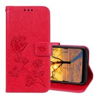Rose reliëf horizontale Flip PU lederen draagtas voor Xiaomi Pocophone F1 met houder & kaartsleuven & portemonnee (rood) - thumbnail