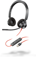 POLY Blackwire 3320 Headset Bedraad Hoofdband Kantoor/callcenter USB Type-A Zwart, Rood - thumbnail