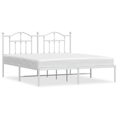 Bedframe met hoofdbord metaal wit 180x200 cm