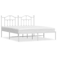 Bedframe met hoofdbord metaal wit 180x200 cm - thumbnail
