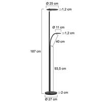 Steinhauer Led leeslamp 2-lichtsTuround 40w - 2200-4000K - 187cm zwart smoke glas - 2989ZW - thumbnail