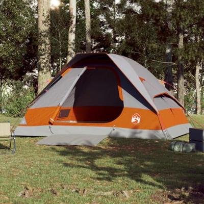 Koepeltent 4-persoons waterdicht grijs en oranje