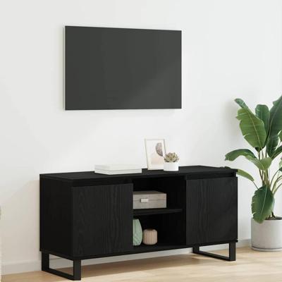 TV-kast Zwart Eiken 104 x 35 x 50 cm Bewerkt hout