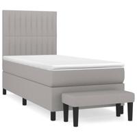 Boxspring met matras stof lichtgrijs 90x190 cm - thumbnail