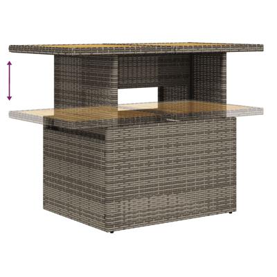 7-delige Loungeset met kussens poly rattan grijs - thumbnail
