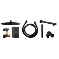 Inbouwthermostaatset Wiesbaden Caral Rond 30cm Muuruitloop Mat Zwart - thumbnail