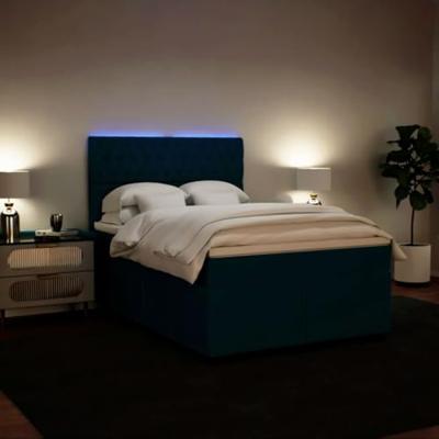 Boxspring met matras fluweel blauw 140x190 cm