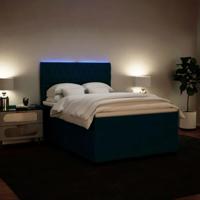 Boxspring met matras fluweel blauw 140x190 cm - thumbnail